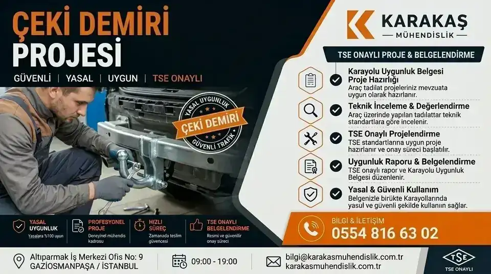 Çeki demiri montajı için araç üzerinde teknik inceleme