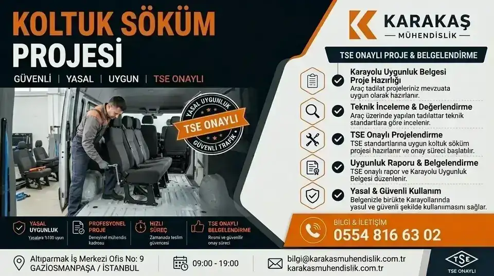 Koltuk söküm projesi için araç içi teknik incelemesi